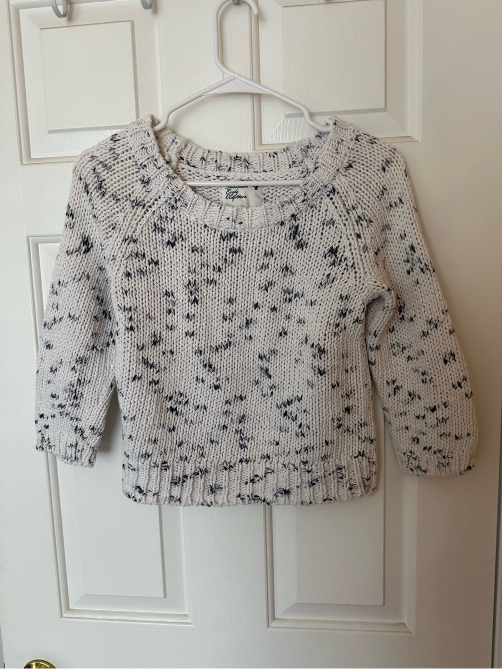 American Eagle Outfitters Cream Speckled Crewneck Sweater